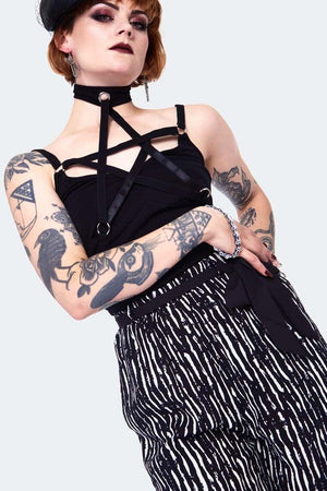 Scattered Stripes Culottes With Contrast-Jawbreaker-Dark Fashion Clothing