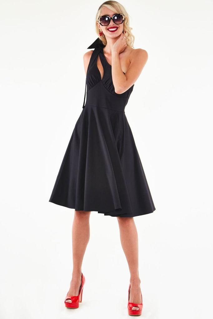 Selma That Little Black One Shoulder Bow Dress-Voodoo Vixen-Dark Fashion Clothing