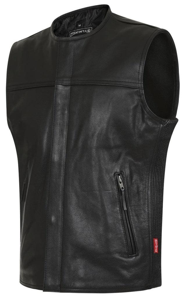 Silverman Leather Elasticated Biker Vest-Skintan Leather-Dark Fashion Clothing