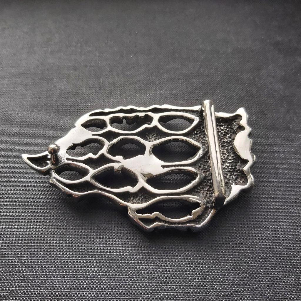 Skeletal Hand Belt Buckle - Steel-Badboy-Dark Fashion Clothing