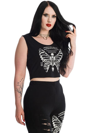 Skeleton Butterfly Cropped Top-Banned-Dark Fashion Clothing