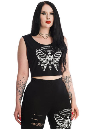 Skeleton Butterfly Cropped Top-Banned-Dark Fashion Clothing