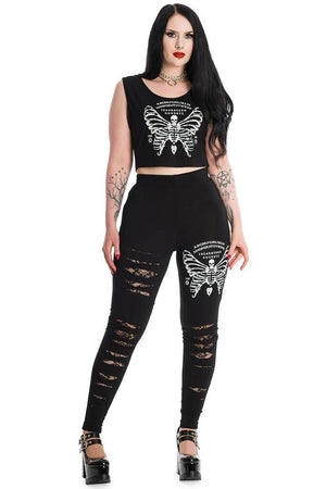 Skeleton Butterfly Leggings-Banned-Dark Fashion Clothing