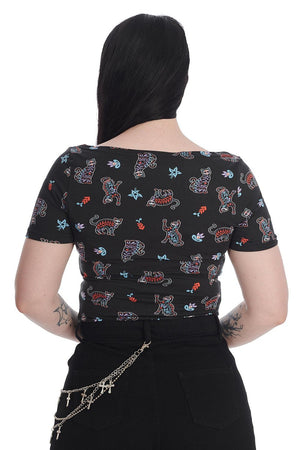 Skeleton Cat Top-Banned-Dark Fashion Clothing