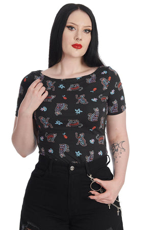 Skeleton Cat Top-Banned-Dark Fashion Clothing