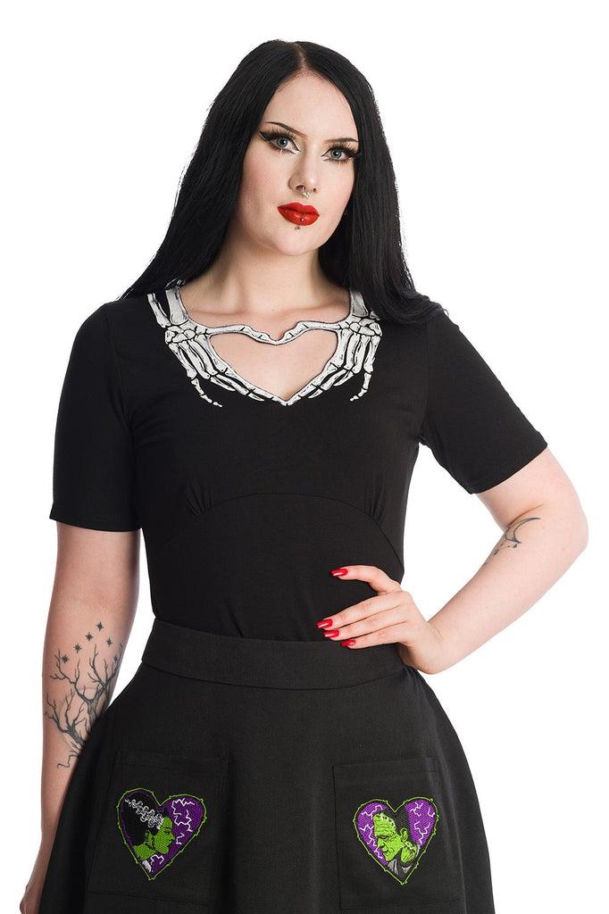 Skeleton Heart Top-Banned-Dark Fashion Clothing