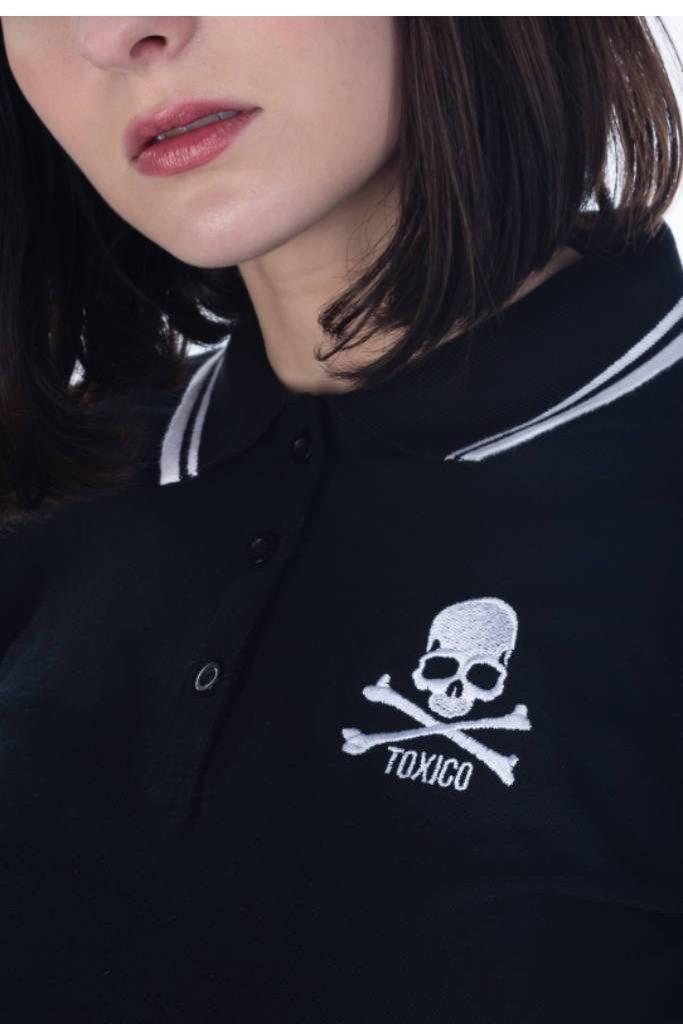 Skull And Bones Polo Shirt-Toxico-Dark Fashion Clothing