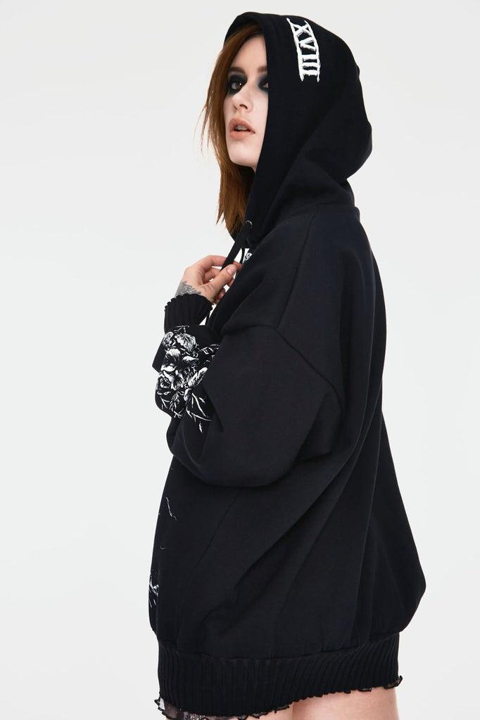 Skull Moon Oversized Hoodie-Jawbreaker-Dark Fashion Clothing
