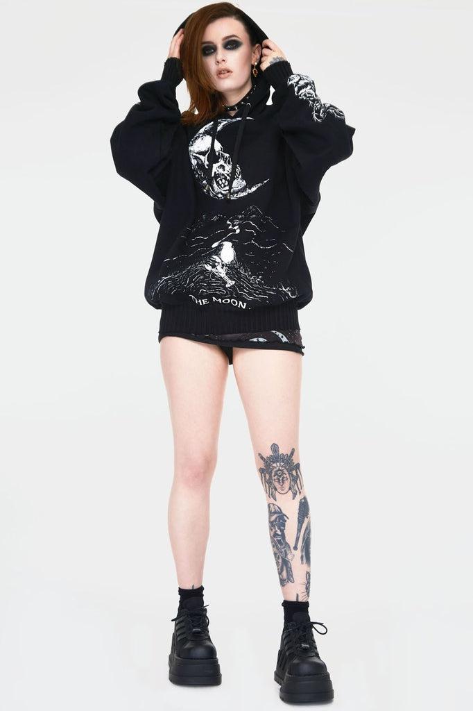 Skull Moon Oversized Hoodie-Jawbreaker-Dark Fashion Clothing