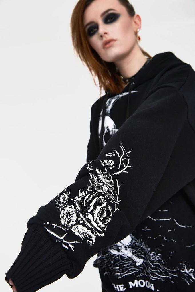 Skull Moon Oversized Hoodie-Jawbreaker-Dark Fashion Clothing