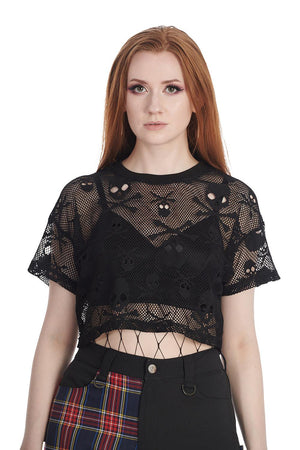 Skull Queen Cropped Top-Banned-Dark Fashion Clothing