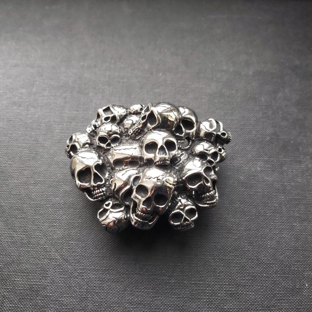 Skulls Belt Buckle - Stainless Steel-Badboy-Dark Fashion Clothing