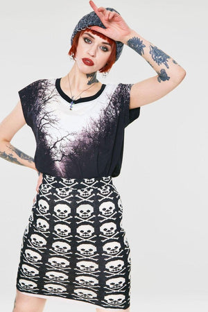 Skulls Knitted Skirt-Jawbreaker-Dark Fashion Clothing