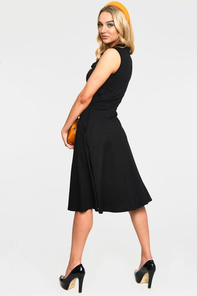 Skye Black Spider Web Tie Neck Dress-Voodoo Vixen-Dark Fashion Clothing