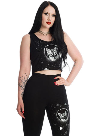 Space Kitty Cropped Top-Banned-Dark Fashion Clothing