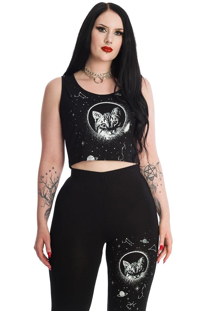 Space Kitty Cropped Top-Banned-Dark Fashion Clothing