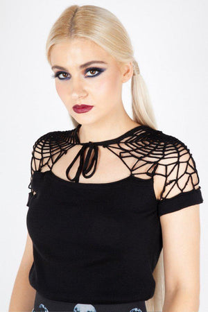 Spiderweb Knit Top-Jawbreaker-Dark Fashion Clothing