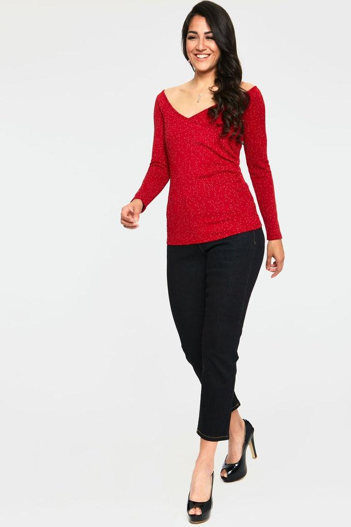 Starlynn Snowflake Off The Shoulder Top-Voodoo Vixen-Dark Fashion Clothing