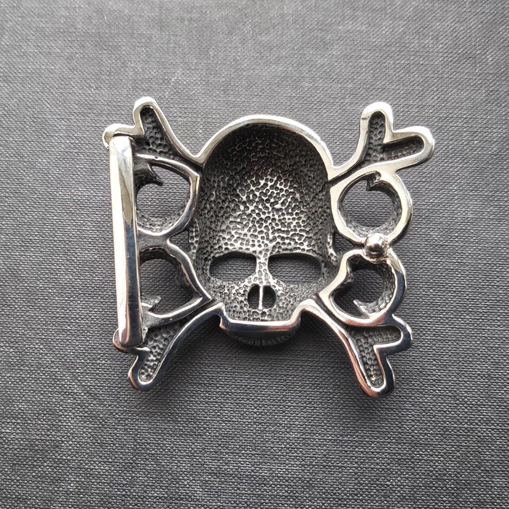 Steel Skull & Crossbones Belt Buckle - 0020-Badboy-Dark Fashion Clothing