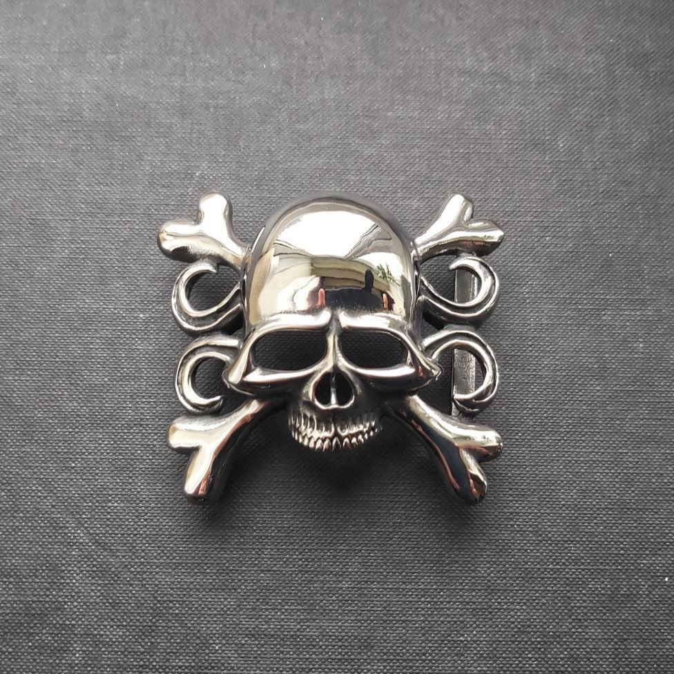 Steel Skull & Crossbones Belt Buckle - 0020-Badboy-Dark Fashion Clothing