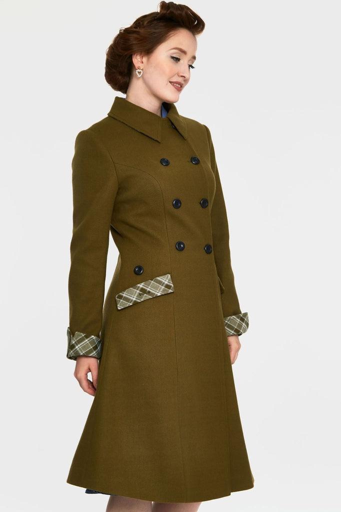 Susie Coat With Button Up Plaid Contrast-Voodoo Vixen-Dark Fashion Clothing