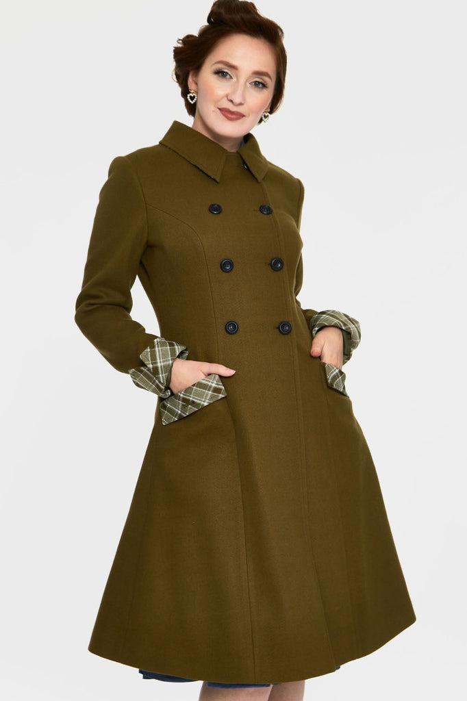 Susie Coat With Button Up Plaid Contrast-Voodoo Vixen-Dark Fashion Clothing