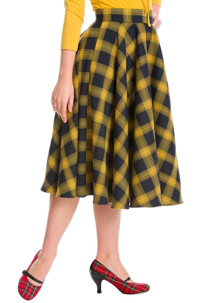 Sweet Check Swing Skirt-Banned-Dark Fashion Clothing