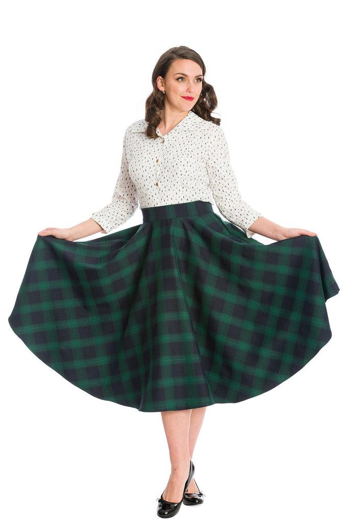 Sweet Check Swing Skirt-Banned-Dark Fashion Clothing