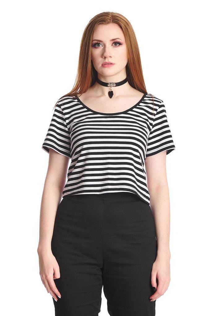 Sweet Yet Spooky Stripe Top-Banned-Dark Fashion Clothing