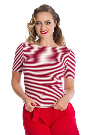 Szizzle Stripe Top-Banned-Dark Fashion Clothing
