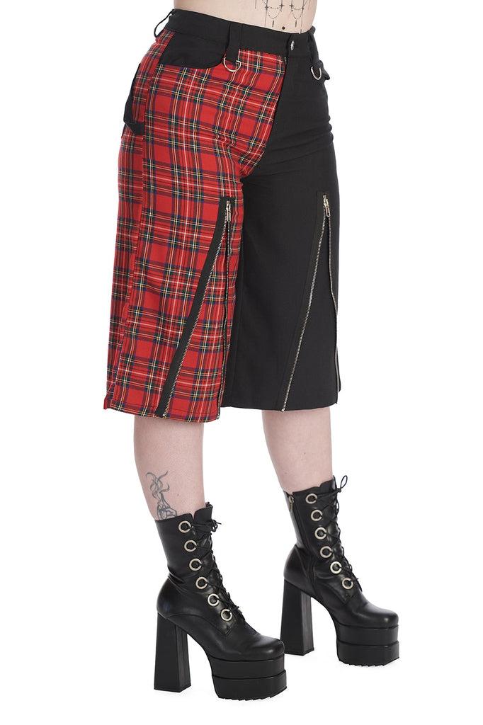 Taffy Half & Half Trousers-Banned-Dark Fashion Clothing