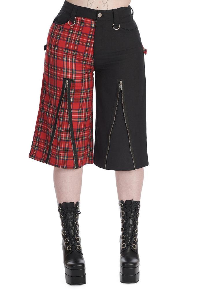 Taffy Half & Half Trousers-Banned-Dark Fashion Clothing