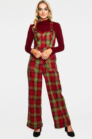 Tartan Cross Strap Jumpsuit-Voodoo Vixen-Dark Fashion Clothing