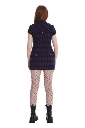 Tartan Night Zip Dress-Banned-Dark Fashion Clothing
