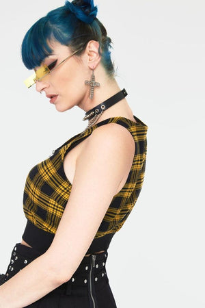 Teen Spirit Tartan Crop Top-Jawbreaker-Dark Fashion Clothing