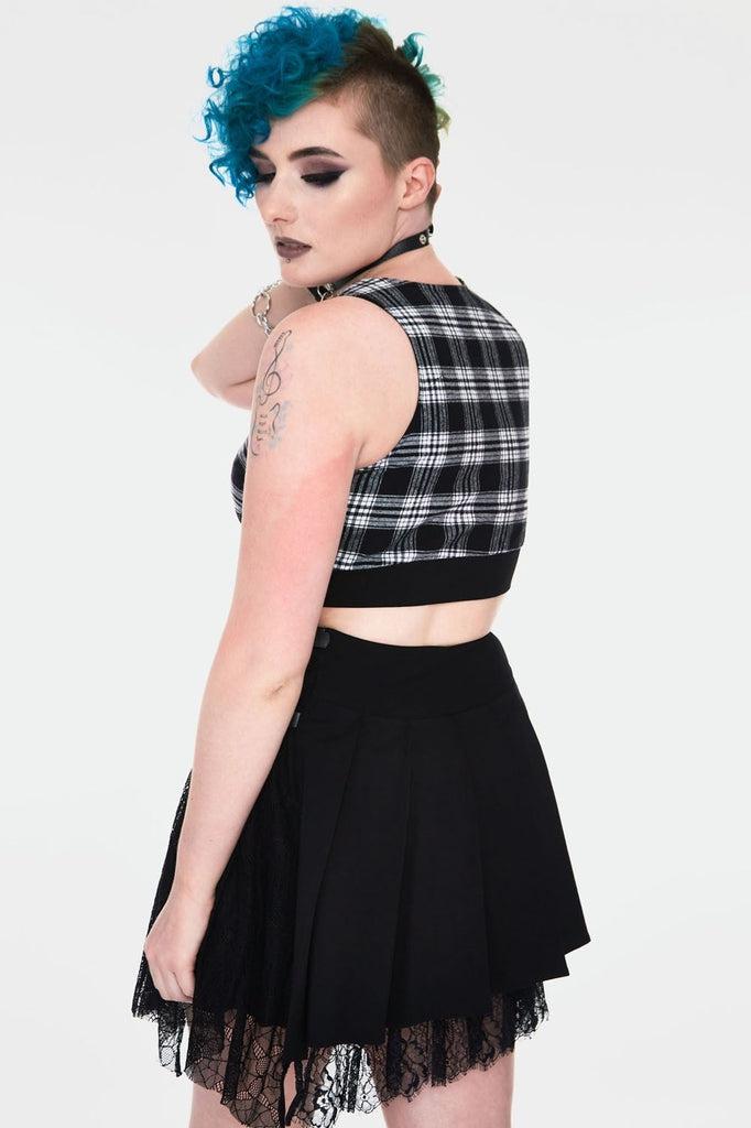 Teen Spirit Tartan Crop Top-Jawbreaker-Dark Fashion Clothing