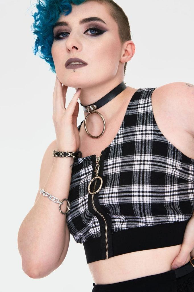 Teen Spirit Tartan Crop Top-Jawbreaker-Dark Fashion Clothing