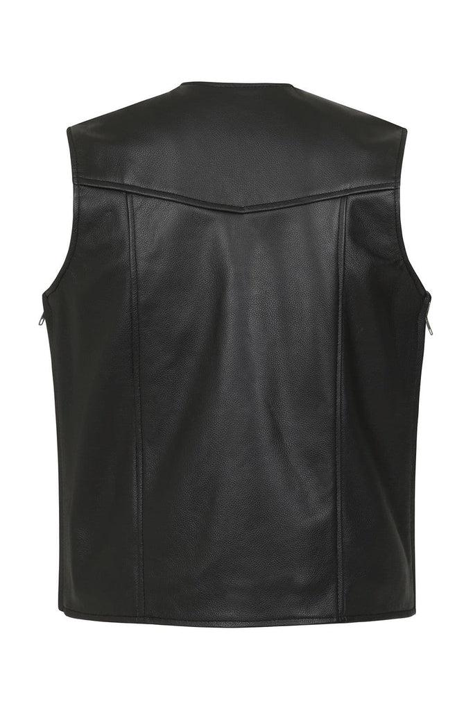 Telford Leather Perforated Panels Biker Vest-Skintan Leather-Dark Fashion Clothing
