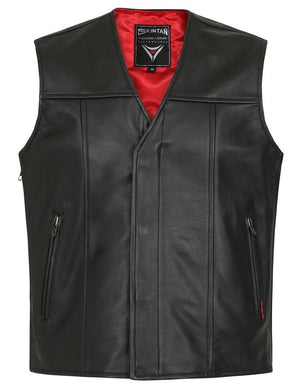 Telford Leather Perforated Panels Biker Vest-Skintan Leather-Dark Fashion Clothing