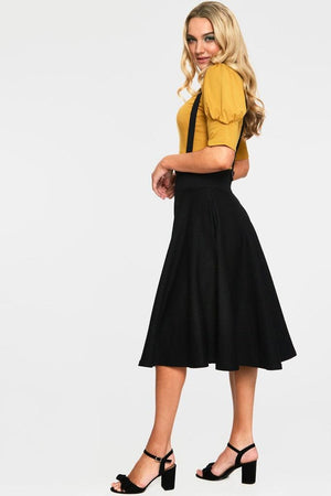 Toyin Herringbone Overall Skirt-Voodoo Vixen-Dark Fashion Clothing