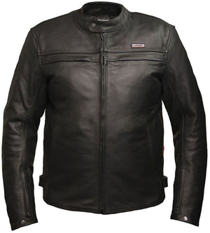 Trojan Armoured Leather Motorcycle Jacket-Skintan Leather-Dark Fashion Clothing