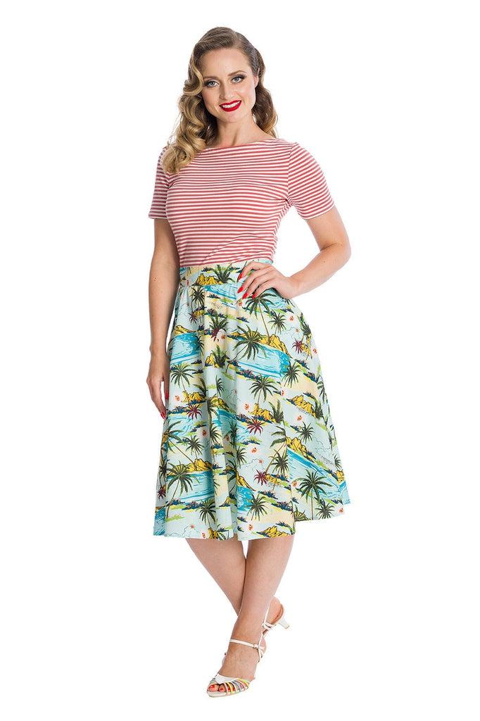 Tropical Palms Swing Skirt-Banned-Dark Fashion Clothing
