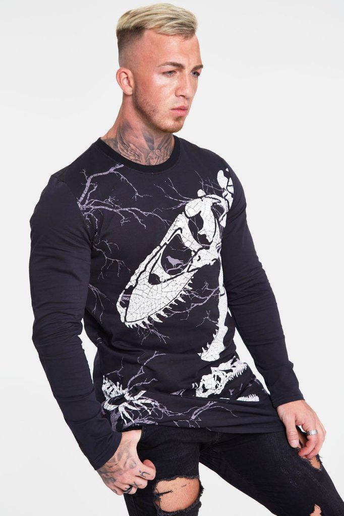 Unisex Dino Bones Long Sleeve Sweatshirt-Jawbreaker-Dark Fashion Clothing