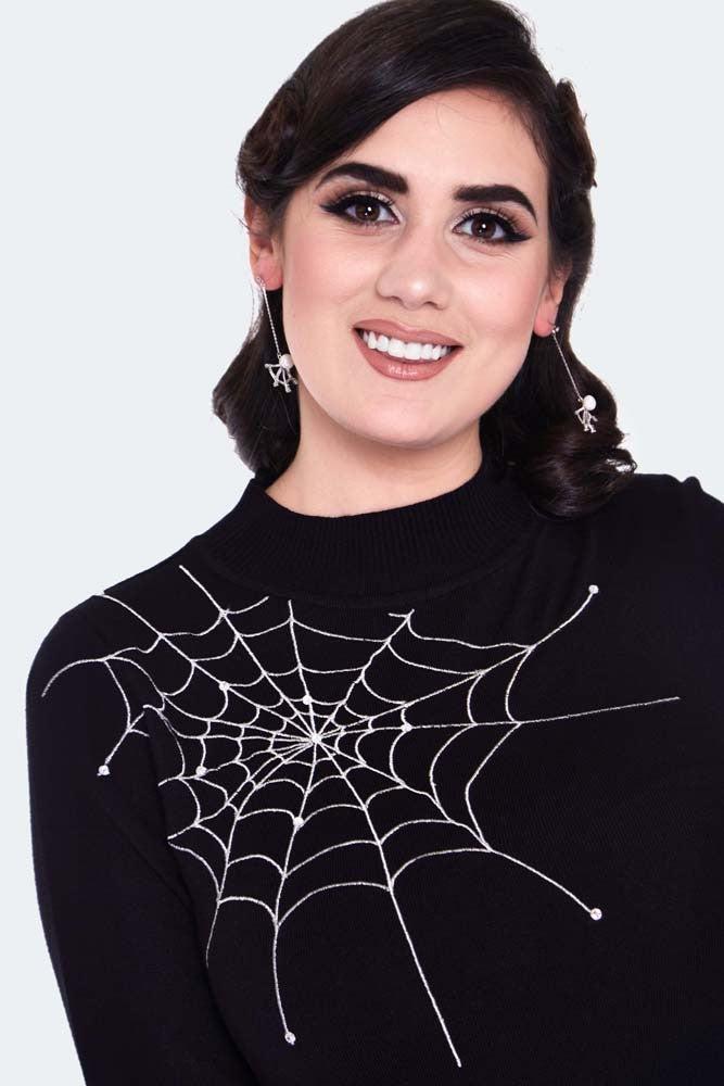 VV X Acid Doll Black Widow Sweater-Voodoo Vixen-Dark Fashion Clothing