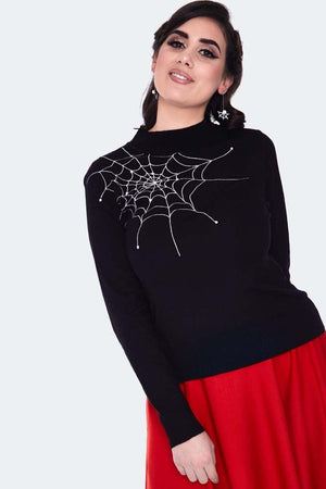 VV X Acid Doll Black Widow Sweater-Voodoo Vixen-Dark Fashion Clothing