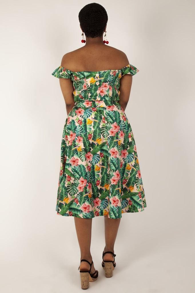 Valentina Floral Tropical Print Cropped Top-Voodoo Vixen-Dark Fashion Clothing