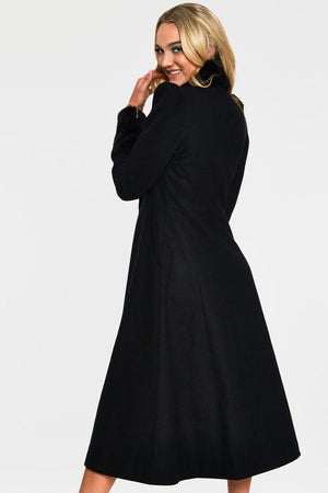Violet Fur Trim Dress Coat-Voodoo Vixen-Dark Fashion Clothing