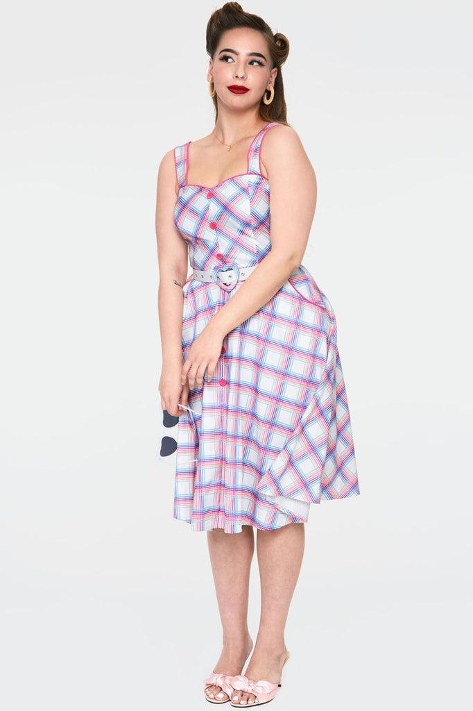 Vita Rainbow Tartan Summer Dress-Voodoo Vixen-Dark Fashion Clothing