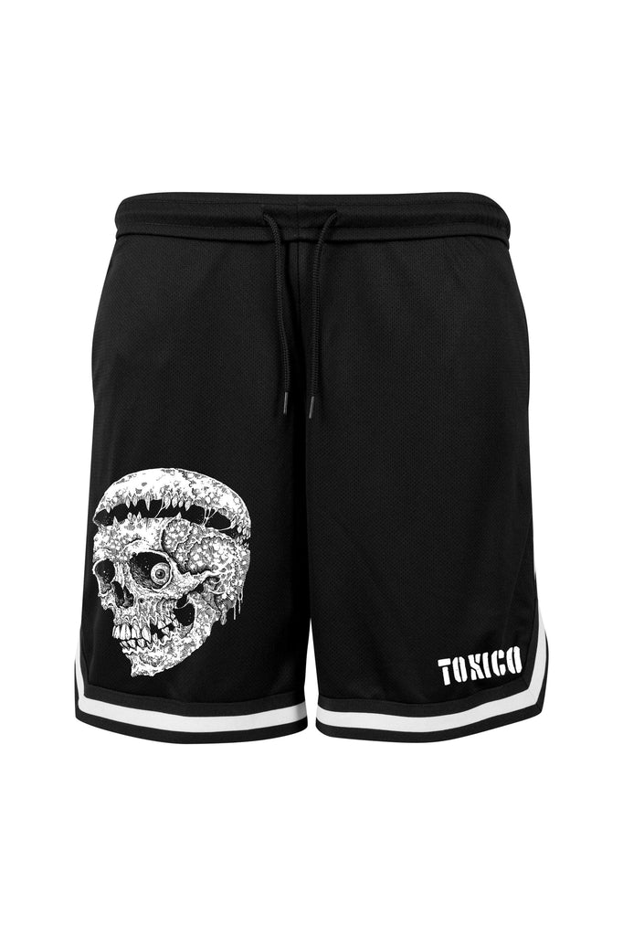 Wasteland Skull Mesh Shorts-Toxico-Dark Fashion Clothing