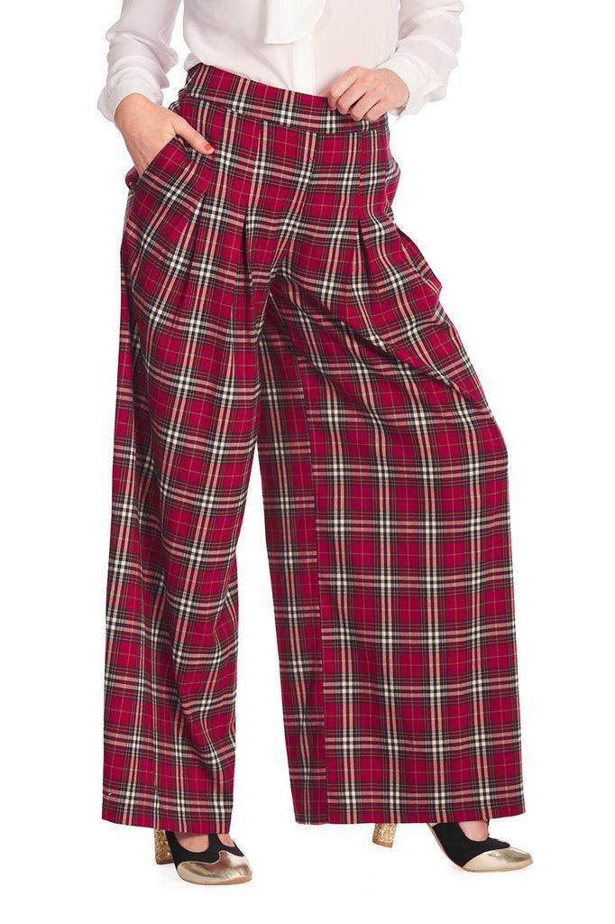 Winter Check Swing Trouser-Banned-Dark Fashion Clothing